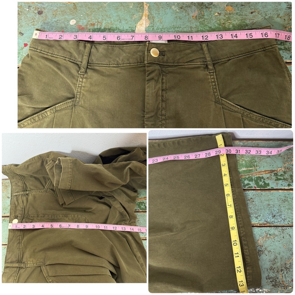 Anthropologie Maeve Oversized Wide-Leg Pleated Chino Pants in Moss Green Size 12 - Picture 16 of 16